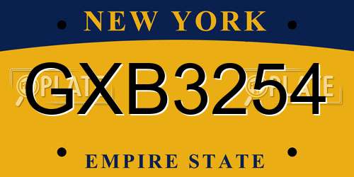 GXB3254 New York License Plate