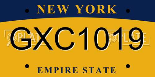 GXC1019 New York License Plate