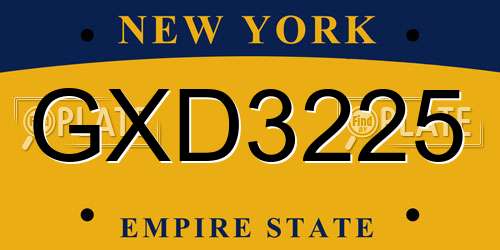 GXD3225 New York License Plate
