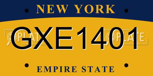 GXE1401 New York License Plate