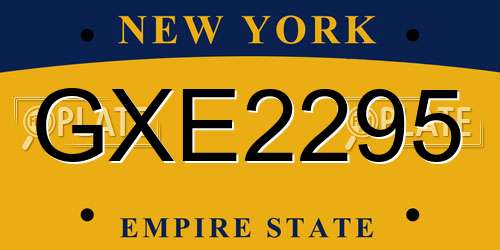 GXE2295 New York License Plate