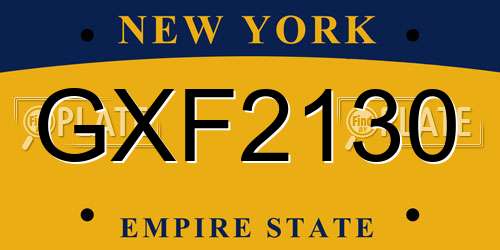 GXF2130 New York License Plate