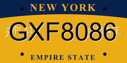 GXF8086 New York License Plate