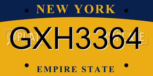 GXH3364 New York License Plate