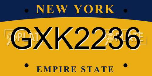 GXK2236 New York License Plate