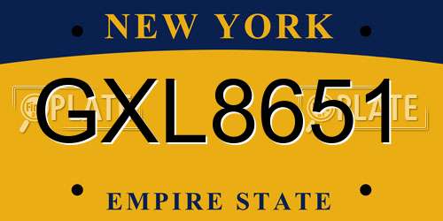 GXL8651 New York License Plate