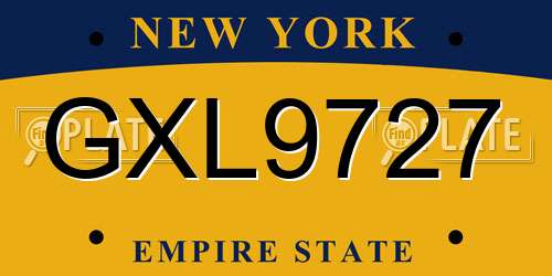 GXL9727 New York License Plate