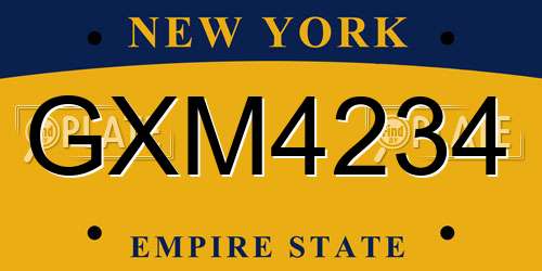 GXM4234 New York License Plate