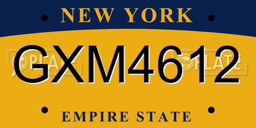 GXM4612 New York License Plate