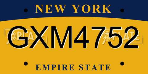 GXM4752 New York License Plate