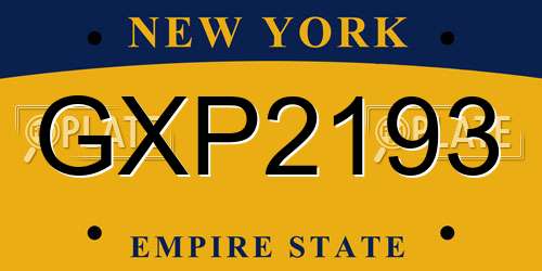 GXP2193 New York License Plate