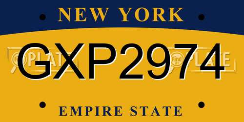 GXP2974 New York License Plate
