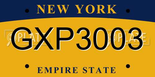 GXP3003 New York License Plate