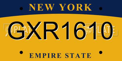 GXR1610 New York License Plate