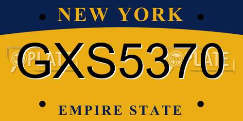 GXS5370 New York License Plate