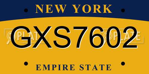 GXS7602 New York License Plate