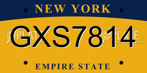 GXS7814 New York License Plate