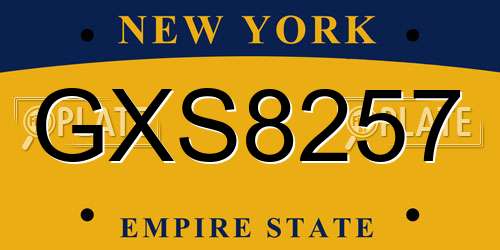 GXS8257 New York License Plate