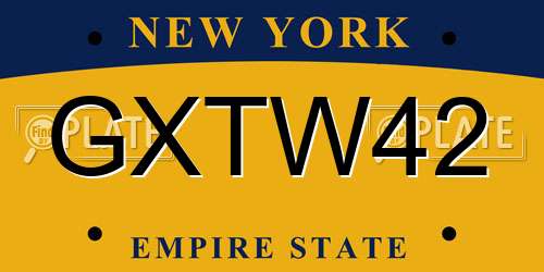 GXTW42 New York License Plate