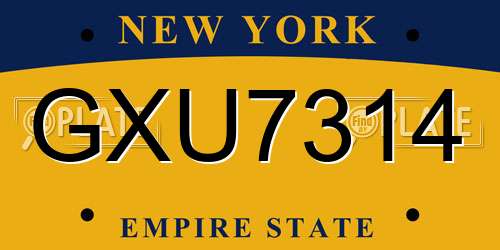 GXU7314 New York License Plate
