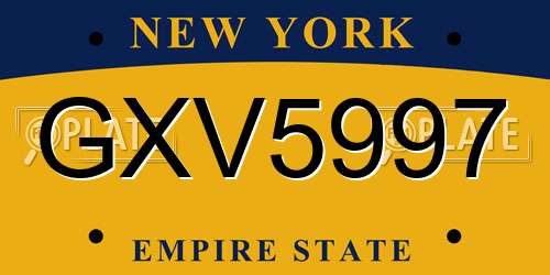 GXV5997 New York License Plate