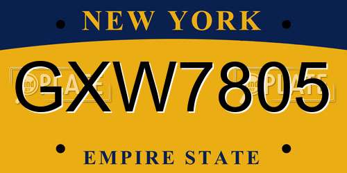 GXW7805 New York License Plate