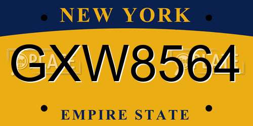 GXW8564 New York License Plate