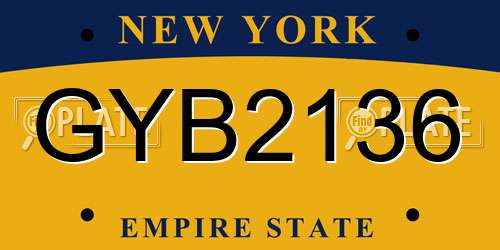 GYB2136 New York License Plate