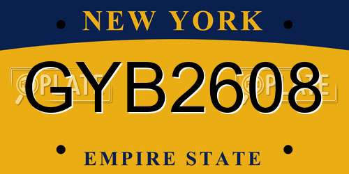 GYB2608 New York License Plate