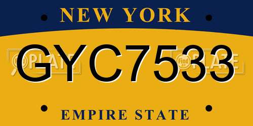 GYC7533 New York License Plate