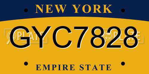 GYC7828 New York License Plate