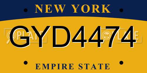 GYD4474 New York License Plate