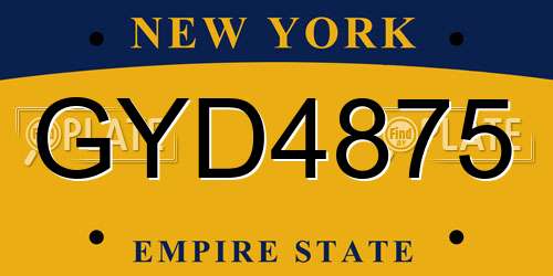 GYD4875 New York License Plate
