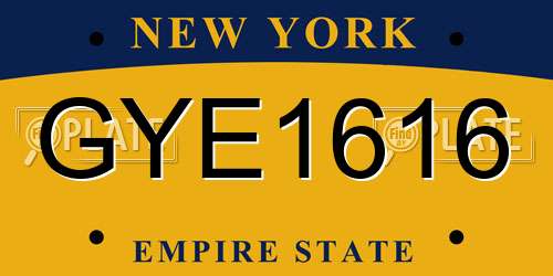 GYE1616 New York License Plate