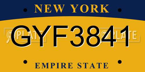 GYF3841 New York License Plate