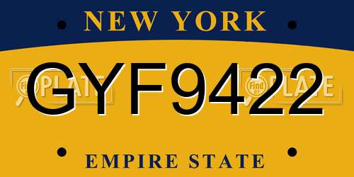 GYF9422 New York License Plate