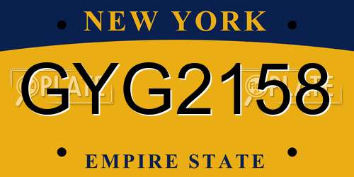 GYG2158 New York License Plate