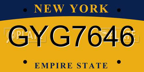 GYG7646 New York License Plate
