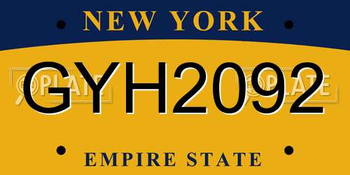 GYH2092 New York License Plate