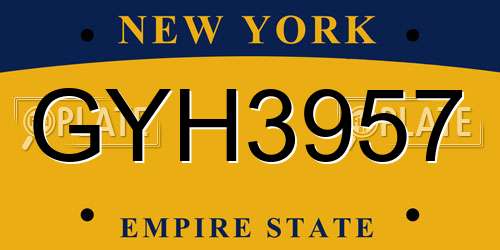 GYH3957 New York License Plate