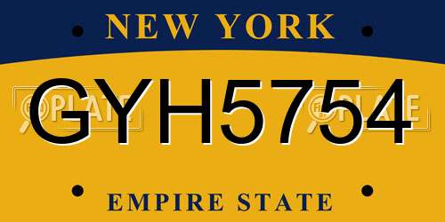 GYH5754 New York License Plate