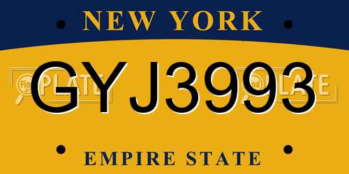 GYJ3993 New York License Plate