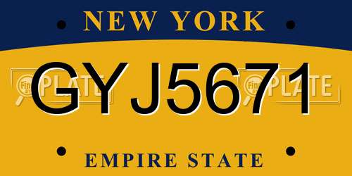 GYJ5671 New York License Plate