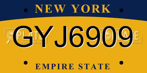 GYJ6909 New York License Plate