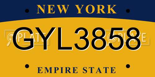 GYL3858 New York License Plate