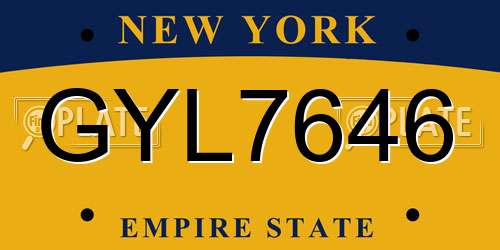 GYL7646 New York License Plate