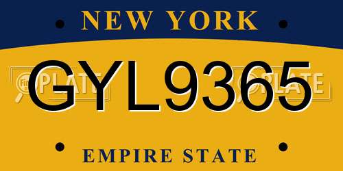 GYL9365 New York License Plate