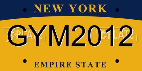 GYM2012 New York License Plate