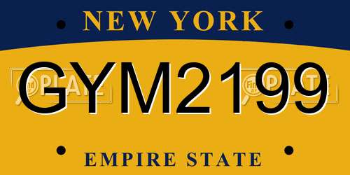 GYM2199 New York License Plate