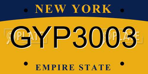 GYP3003 New York License Plate